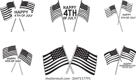 Simple Fourth of July Design Featuring Two Crossed American Flags