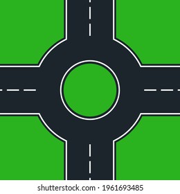 simple four-way roundabout - vector illustration