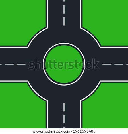 simple four-way roundabout - vector illustration