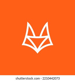 Simple fox head logo concept. Modern minimal fox icon line art isolated on orange background. Cool fox logo inspiration.