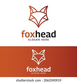 Simple Fox Head in Orange Line Style Logo Design Template. Suitable to be used as a mascot for digital applications, brands, or company logos.