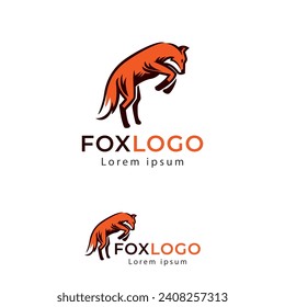 simple fox jump logo template