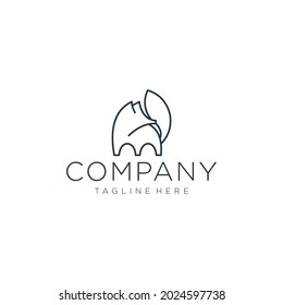 Vector de diseño de logotipo de línea simple de zorro.