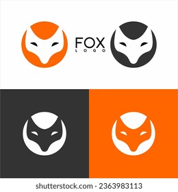 Simple fox logo design with circle.