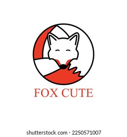 Simple Fox Logo Vector in Red and White with Black Stripes
