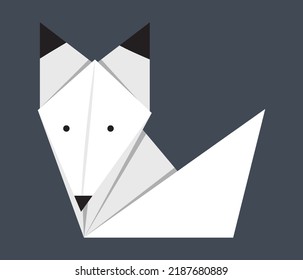 Simple fox origami on grey background illustration