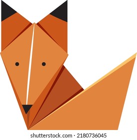 Simple fox origami on white background illustration