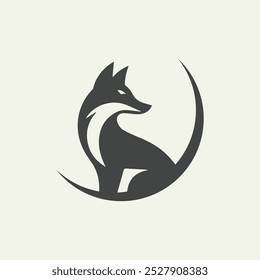 A simple fox silhouette logo with half circle variation
