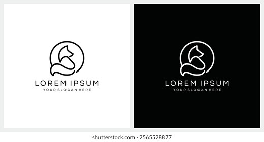 simple fox wolf line logo design vector icon