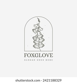 Simple Foxglove flower logo, spring flower vector design