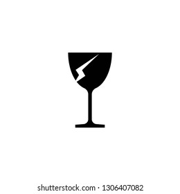 Simple Fragile Black Icon - vector