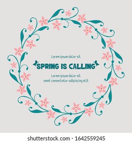 Simple frame with antique leaf and flower frame, for spring calling poster design. Vector
