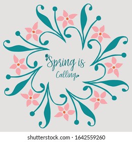 Simple frame with antique leaf and flower frame, for spring calling poster design. Vector