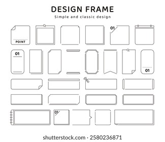 Simple frame border decoration line set variation vector illustration header heading black and white