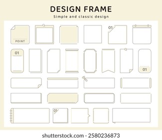 Simple frame border decoration line set variation vector illustration header heading