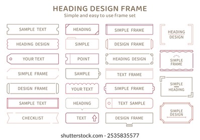 Simple frame, border, set, line, decoration, ornament, heading, treatment, design, material, decorative border, illustration