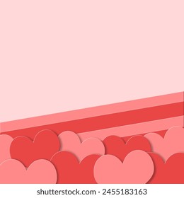 Simple frame card decorated with hearts shape on pink background