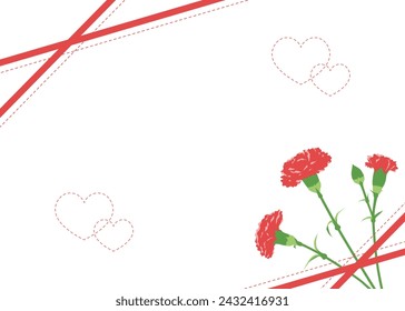 Simple frame with carnations and hearts, Mother's Day celebration template, card frame