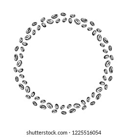 simple frame coffee bean on a white background.