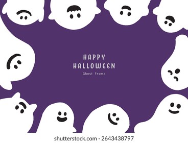 Simple frame of cute Halloween ghosts