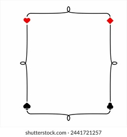Simple frame design with black and red poker card lines and symbols.