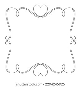 Simple frame design with heart. Wedding invitation arrangement. Minimalistic composition with empty space for your text for cards, invitation, save the date.
