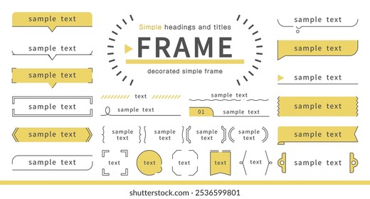 Diseño de marco simple para titulares Título Llamadas Adornos Líneas decorativas Pop Amarillo