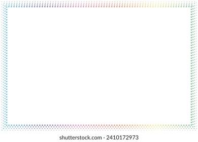 Simple of frame. Design vector rectangle with halftone dots spectrum on white background. Design print for illustration, greeting cards, wedding invitations, restaurant menu, royal certificate. Set 38