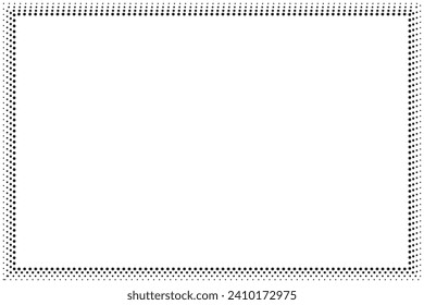 Simple of frame. Design vector rectangle with halftone dots black on white background. Design print for illustration, greeting cards, wedding invitations, restaurant menu, royal certificates. Set 37
