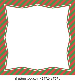 Simple frame with diagonal stripes, Christmas colors, square size