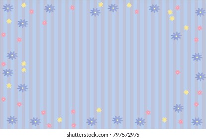 Simple frame of flowers on a striped background