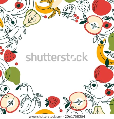 Similar – Image, Stock Photo Fruit frame on white background