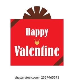Simple frame illustration of a gift box for Valentine's Day. 
