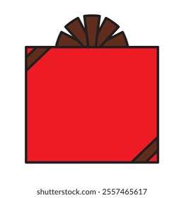 Simple frame illustration of a gift box for Valentine's Day.