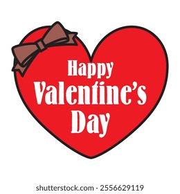 Simple frame illustration of a heart shape and ribbon for Valentine's Day. 