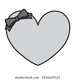 Simple frame illustration of a heart shape and ribbon for Valentine's Day.