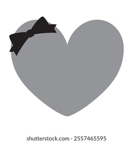 Simple frame illustration of a heart shape and ribbon for Valentine's Day.