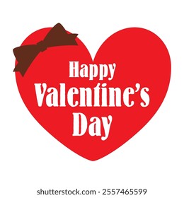 Simple frame illustration of a heart shape and ribbon for Valentine's Day. 