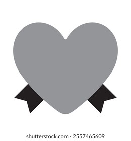 Simple frame illustration of a heart shape and ribbon for Valentine's Day.