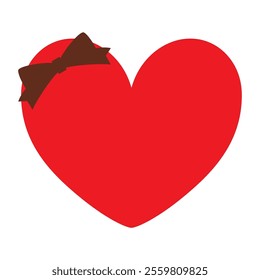 Simple frame illustration of a heart shape and ribbon for Valentine's Day.