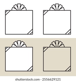 Simple frame illustrations of a gift box for Valentine's Day.
