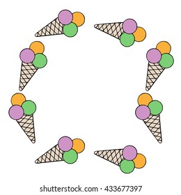 Simple frame with isolated ice cream. Can be used for web page backgrounds. For birthday, anniversary, party invitations, greeting cards.