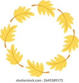 Simple frame of leaves. Cute frame of autumn leaves. Hello autumn. Vector seasonal illustration. Template for poster, postcard.
