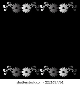 simple frame made of carved plants vector, isolated on black background. EPS 10.