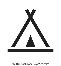 Simple A frame tent icon a shelter for camping in the outdoors symbolizing adventure recreation and living in nature vector graphic