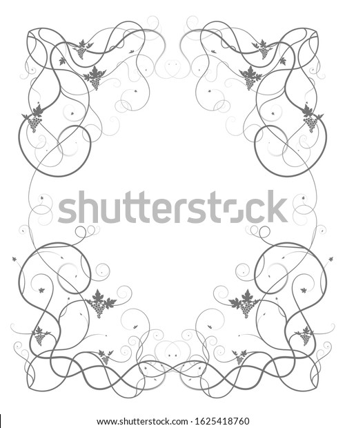 simple frame with twisted stalks of grapes on
vine. vector