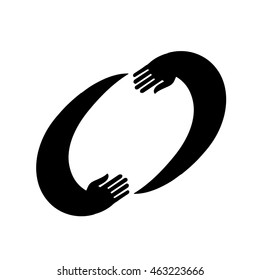 The simple frame of the two hands in the shape of an ellipse
