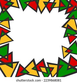 Simple framed background with colorful triangle and with some copy space area and with Jamaican color theme
