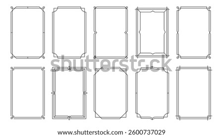 Simple frames. Minimalistic geometric frame borders, elegant art deco decorative layout ornament elements, line rectangle vignetting border collection. Vector set.