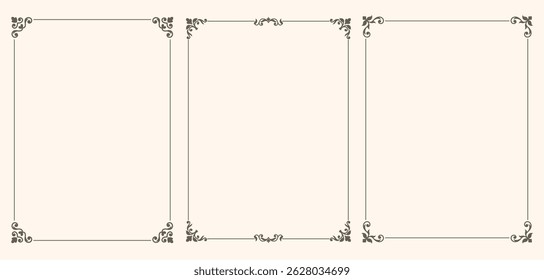 Simple frames with swirls in vintage style Vintage frames for certificate, wedding invitation, letterhead, menu.